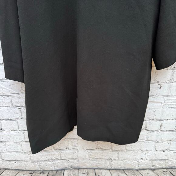 Eileen Fisher Jacket Long Black 100% Silk Open Front 3/4 Sleeve Classic Preppy M - Picture 6 of 10
